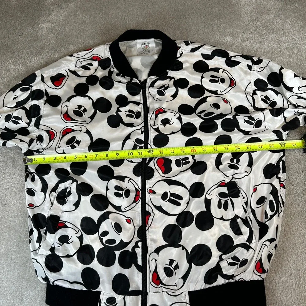 Vintage 90s Mickey & Co Bomber Jacket Mens Medium White Mickey‎ Mouse AOP Faces